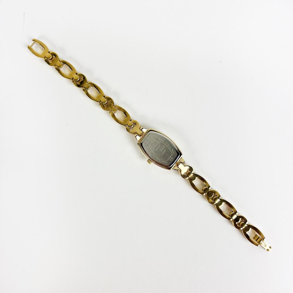Vintage Armitron gold ladies narrow wrist watch black and rhinestone face - Picture 8 of 10